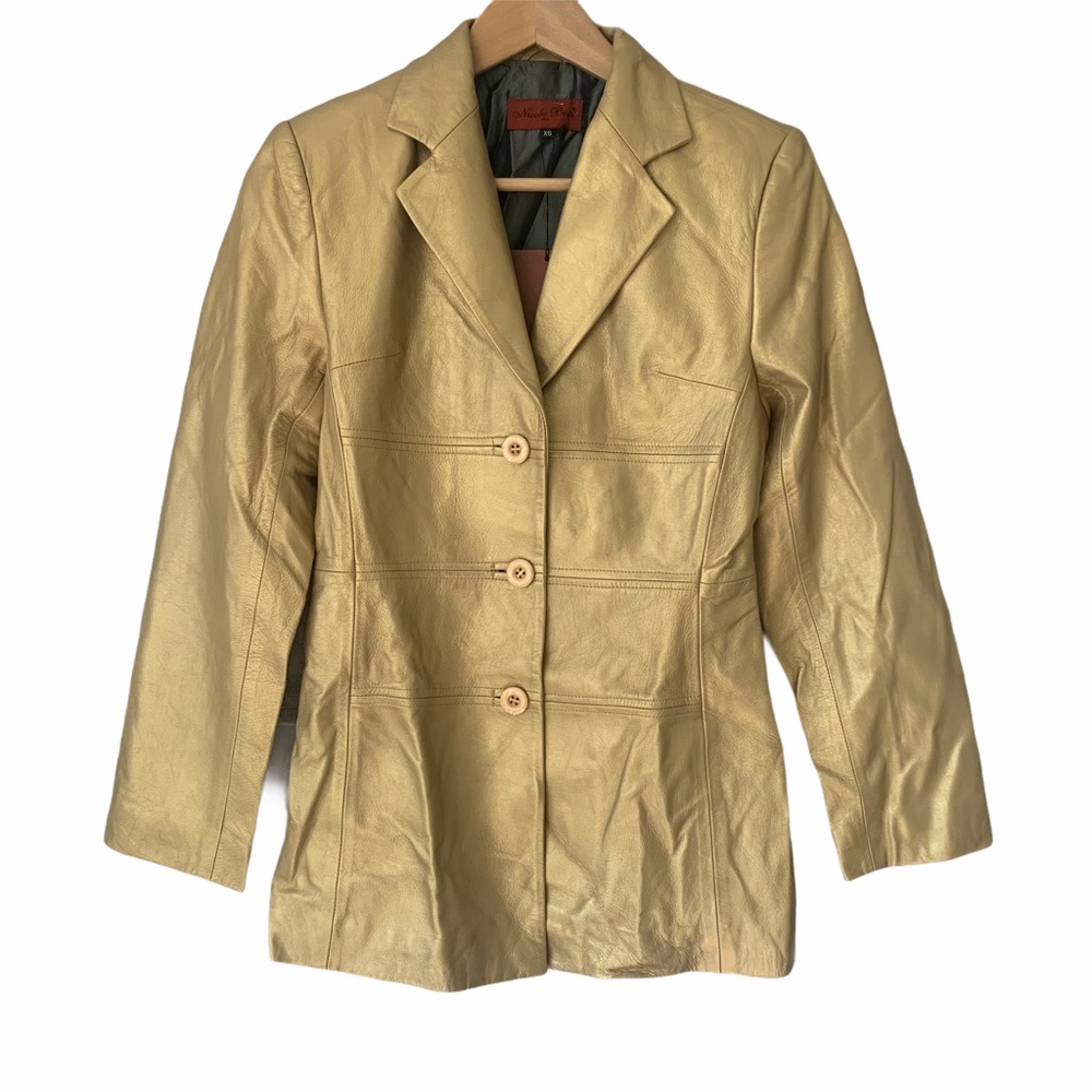 *NWT* Gold Leather Jacket Size XS by Nicola Berti